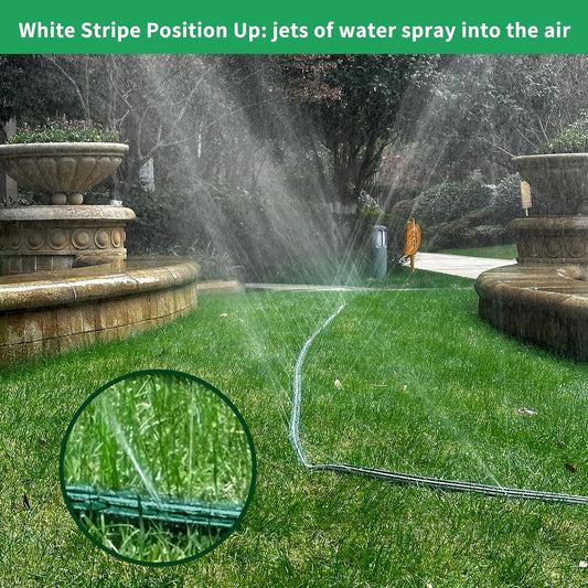 2026 Sprinkler Hose & Soaker Hose for Yard - 100 FT Reinforced Flat Garden Hose with Holes, Heavy Duty No-Kink Lawn Irrigation Hose (Includes Stakes, High Pressure Spray)