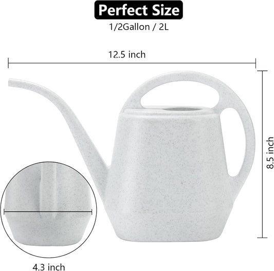 Watering Can, 1/2 Gallon Plastic Watering Cans with Comfortable Handle, Small Garden Watering Cans Long Spout for Indoor Outdoor Watering Plants, Gray White