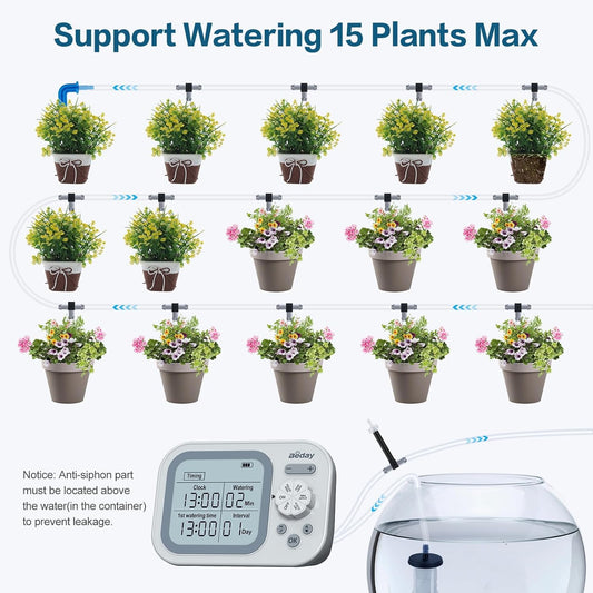 Automatic Plant Waterer Replacement Kit for 15 Potted Plants, Accessories Expansion Set for Auto Drip Irrigation Programmable Self Watering Timer Devices