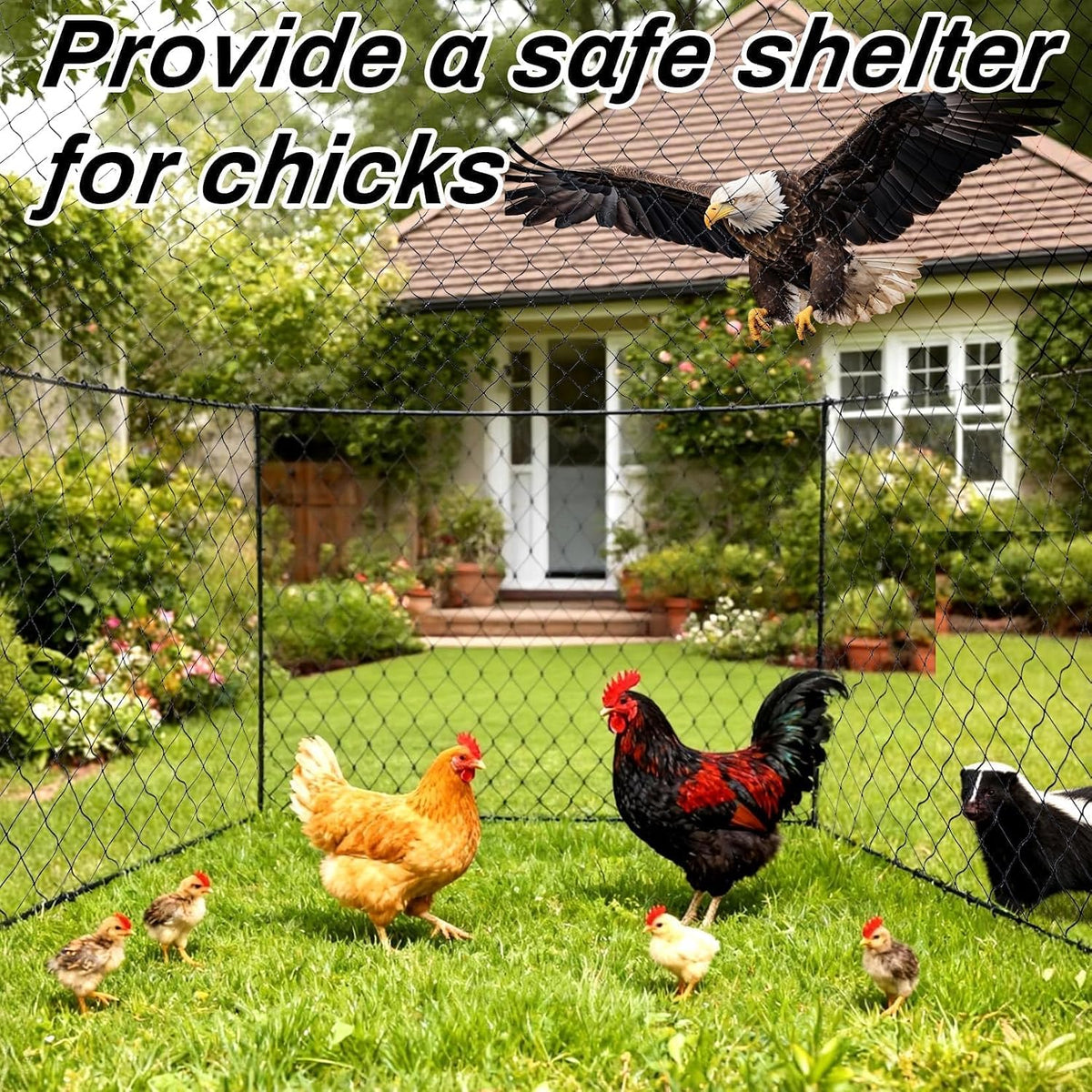 Bird Netting for Garden - 7 x 33 FT Soft Nylon Black Poultry Mesh