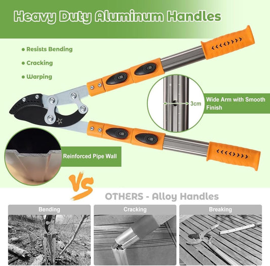 24"-42" Extendable Lopper, Heavy-Duty Tree Trimmer with SK5 Steel Blade, Telescopic Branch Cutter for 1.8" Thick Branches