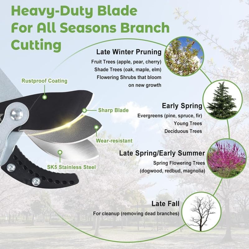 24"-42" Extendable Lopper, Heavy-Duty Tree Trimmer with SK5 Steel Blade, Telescopic Branch Cutter for 1.8" Thick Branches