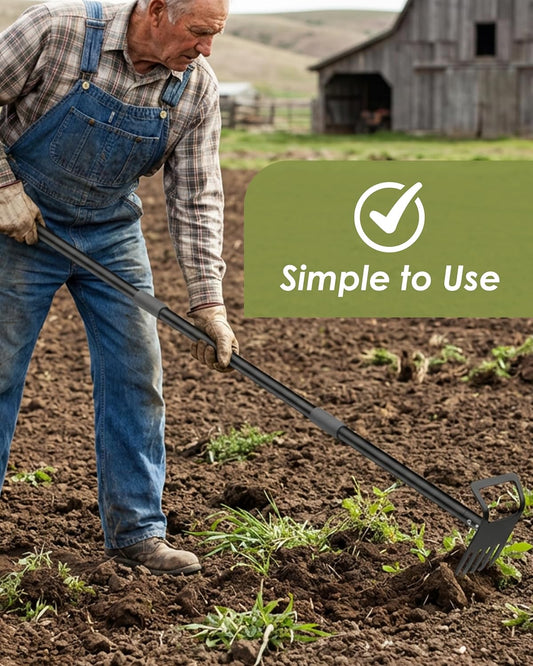 Garden Hoe, 60 Inch Adjustable 2-in-1 Hoe Garden Tool, Sharp Blade for Weeding & Soil Loosening in Garden & Yard