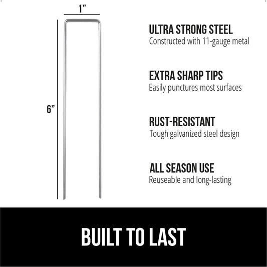 Premium Landscape Staples, 6 Inch Garden Stakes 100 Pack
