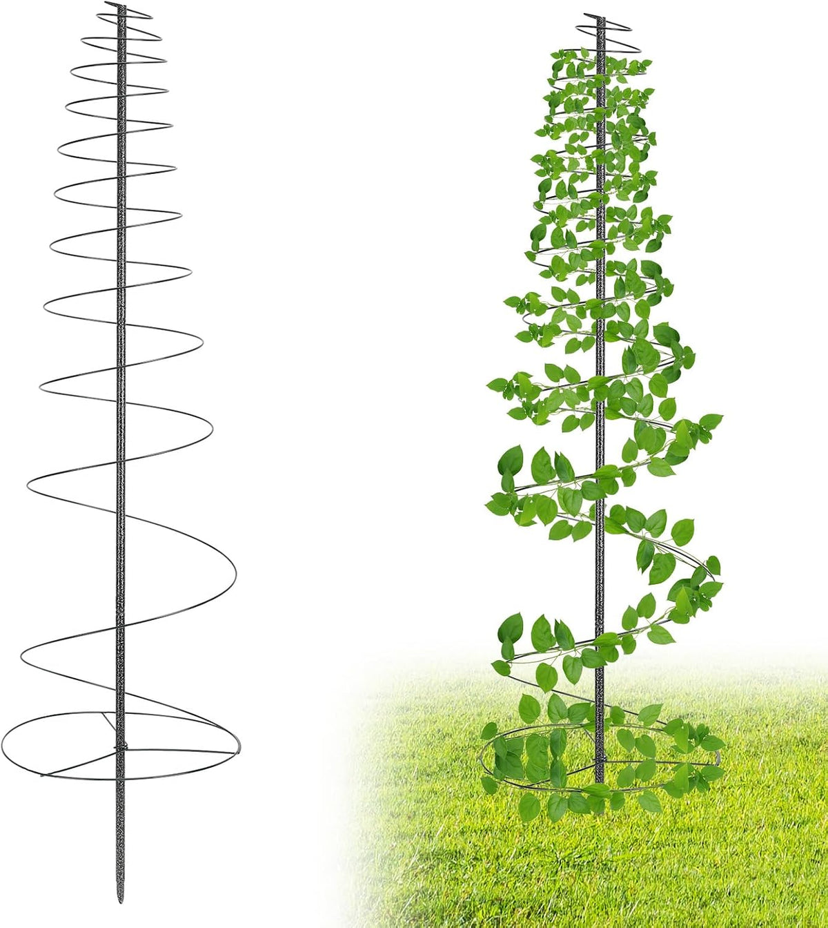 Outdoor Metal Trellis for Climbing Plants, Heavy Duty Rustproof Garden Trellis 60inch, Sturdy Plant Support for Roses, Ivy, Tomatoes, Cucumbers, Flowers 2pcs Black