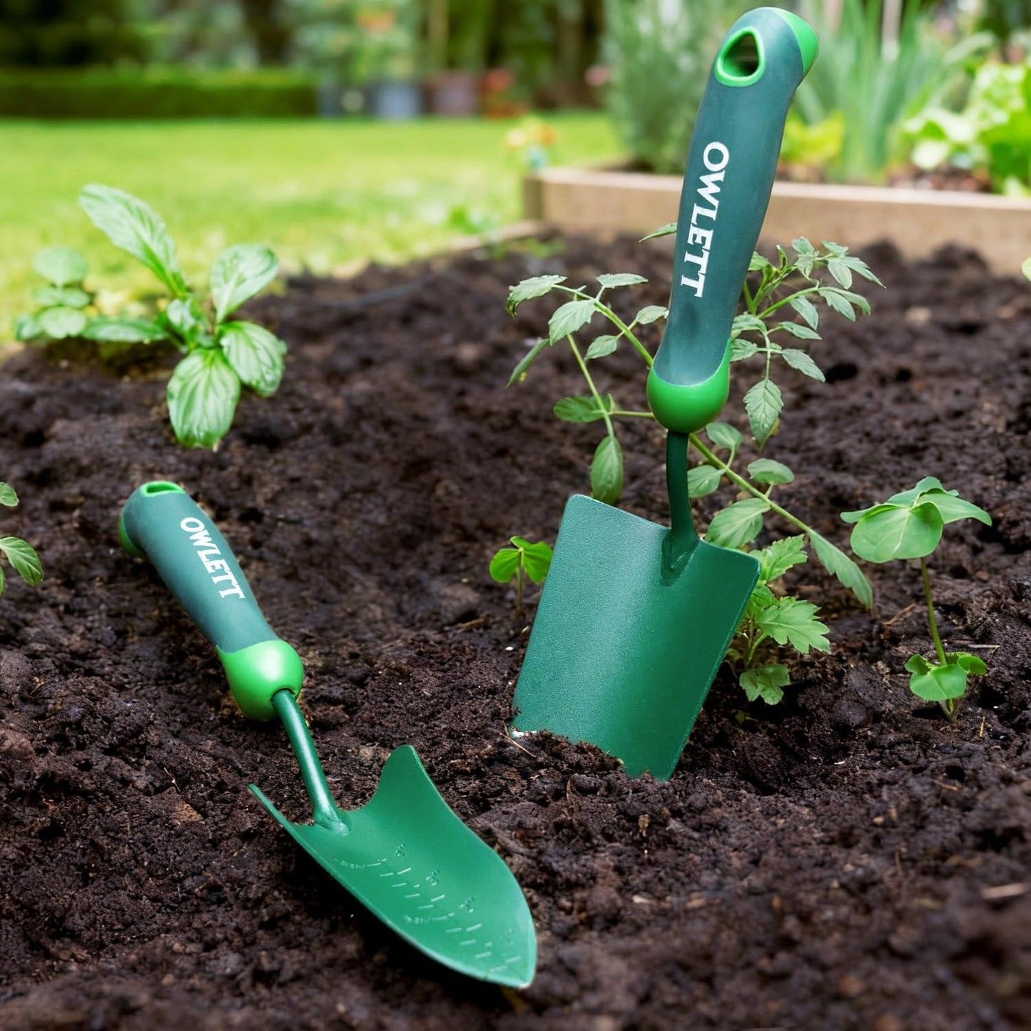 Garden Trowel with Measurements, High-Hardness Small Hand Shovel with Soft Ergonomic Handle, Rustproof Potting Trowel Gardening Hand Tools for Digging, Planting, Transplanting, Weeding