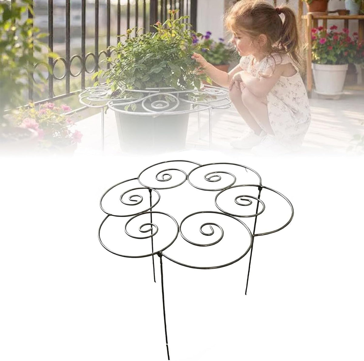 Metal Plant Support Ring for Garden, Stackable Flower Support for Indoor & Outdoor Plants, Heavy-Duty Flower Supports Frame for Upright Growth Lawn Patio Garden