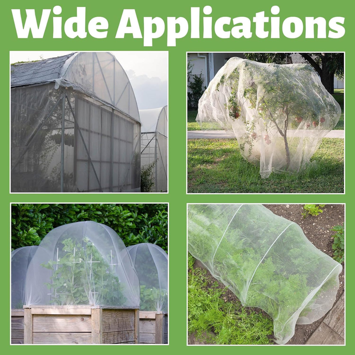 10x50 FT Garden Netting - Heavy Duty 60 Mesh Polyester Insect Barrier with Reinforced Edges | Bird & Pest Protection for Fruit Trees, Vegetable Gardens, Blueberry Bushes
