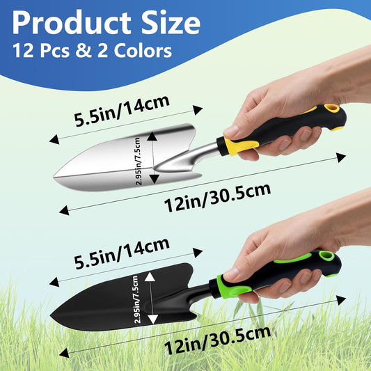 12 Pcs Garden Shovel, Metal Hand Trowel, Aluminum Alloy