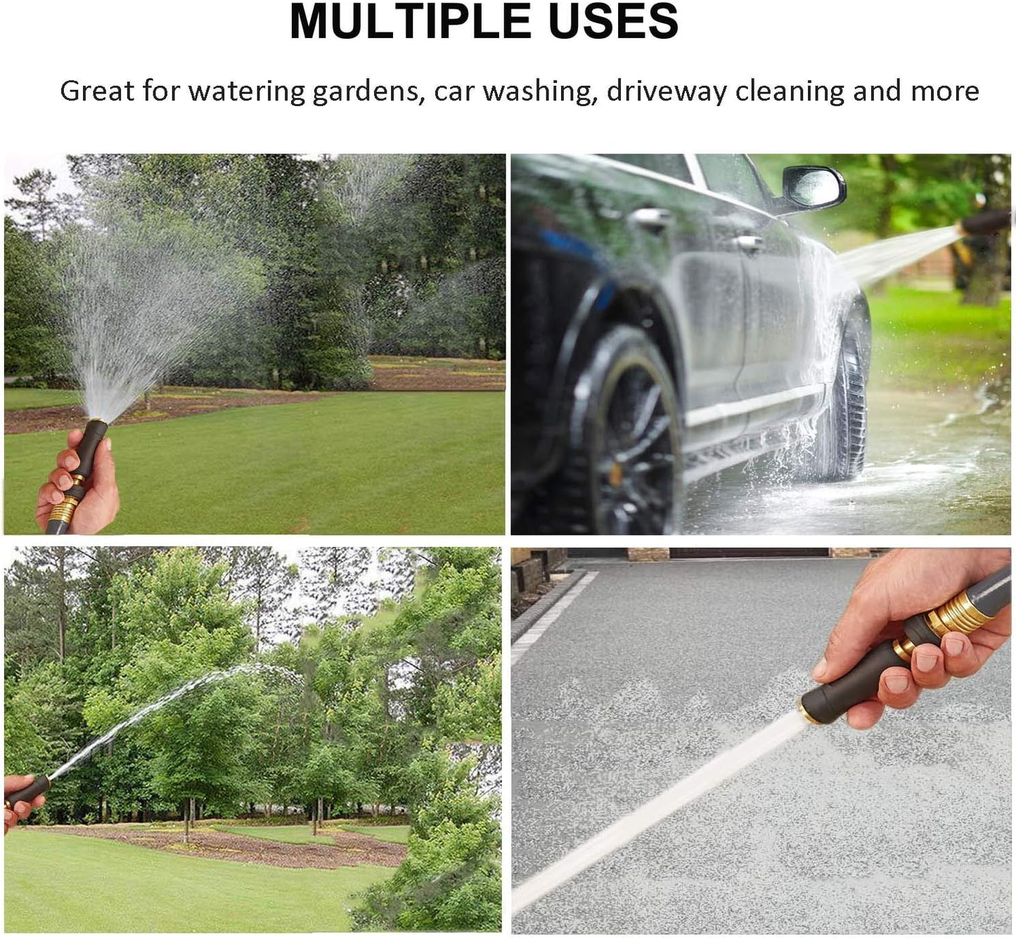 Brass Hose Nozzle, Heavy-Duty Adjustable Garden Twist Hose Nozzle Shut Off Valve, Suitable for Cleaning Car, Watering Flowers, Lawns, Cleaning Ground (2 Pack)
