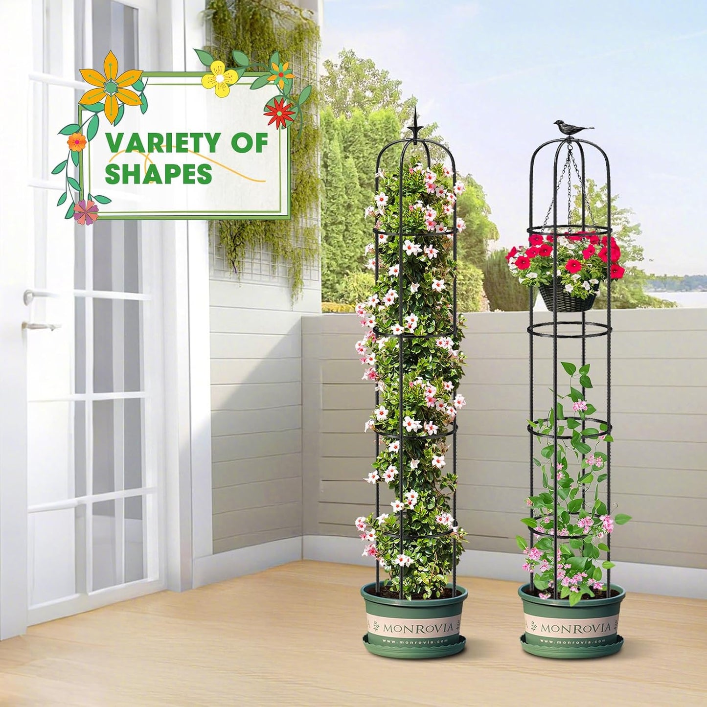 Tower Obelisk Garden Trellis for Climbing Plant,6.2FT/74.4" Rustproof Metal Potted Plant Climbing Support for Indoor Outdoor Flowers Vegetable Fruits Vines Support (1pcs)