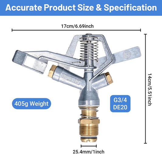 G3/4 Zinc Alloy Oscillating Impact Sprinkler for Lawn & Garden