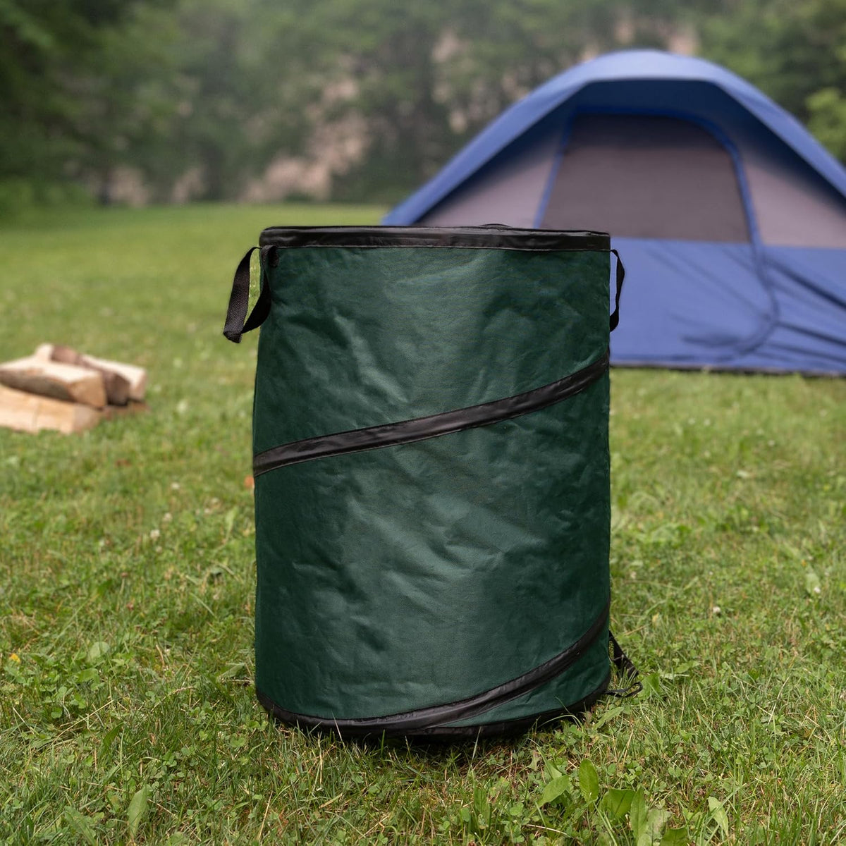 Pop Up Outdoor Garbage Can, Black, 29.5 Gallon