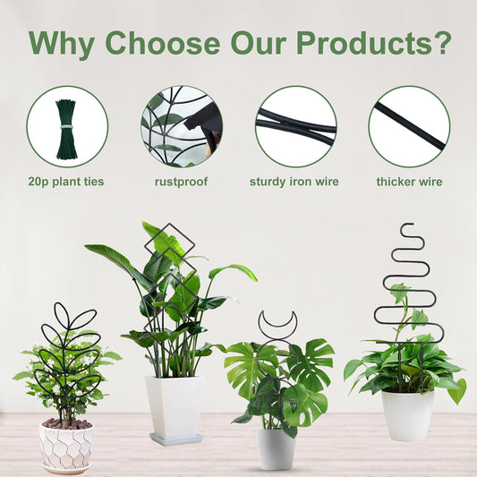 23in Plant Trellis for Climbing Plants Indoor, 4 Shapes