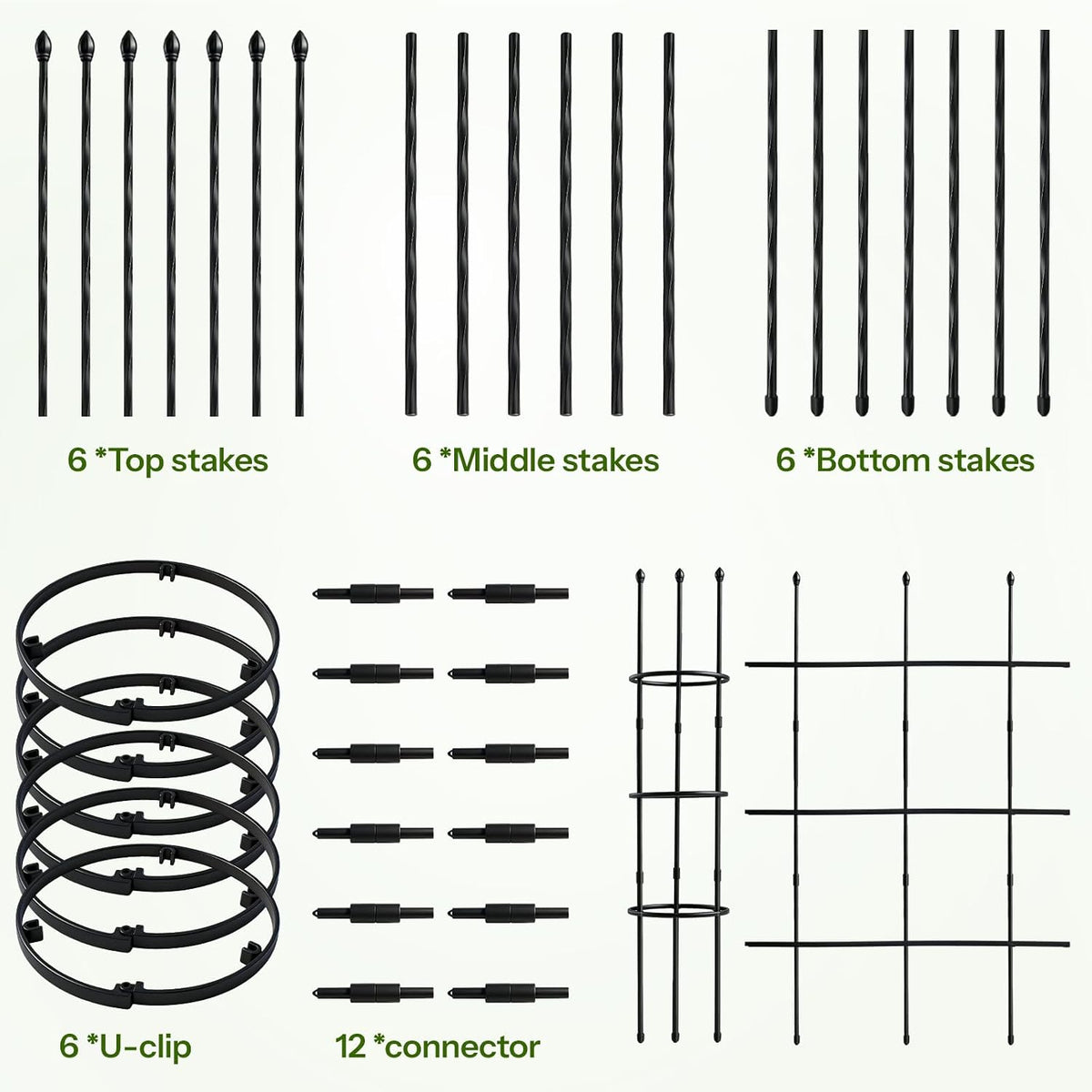 2 Pack Garden Trellis, 47" Trellis for Potted Plants, Tomato Cages, Plant Cages & Supports for Vines Crop, Plant Trellis for Climbing Plants Indoor Outdoor,Flower, Vines, Vegetable, Pots