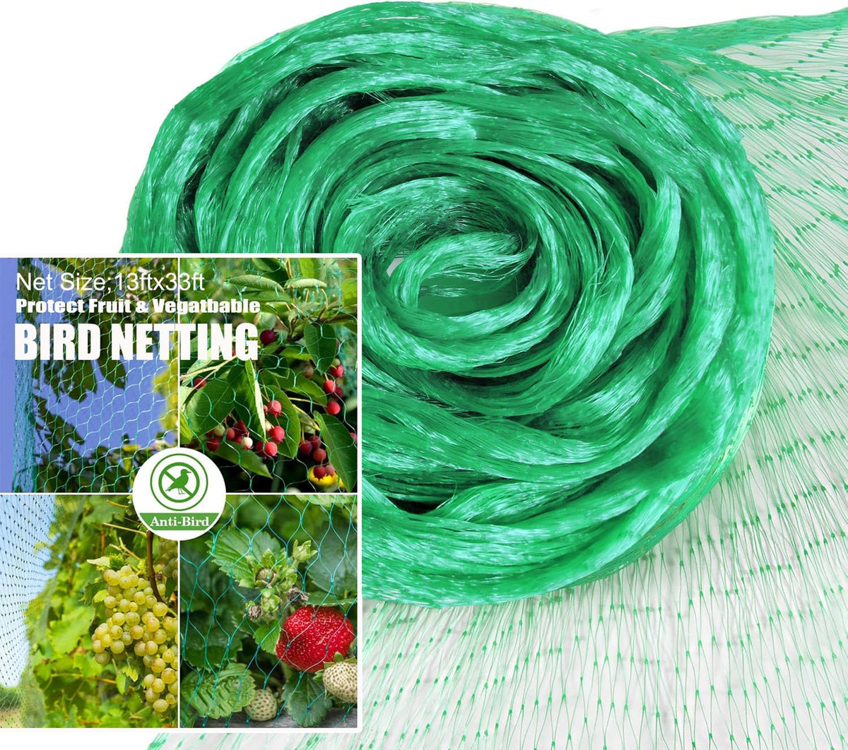 Bird Netting for Garden Protection Bird Fence Plant Netting Garden Garden Netting Mesh for Chicken Coop Deer Squirrels Poultry Protect Fruit Trees Vegetable 13x16.5ft