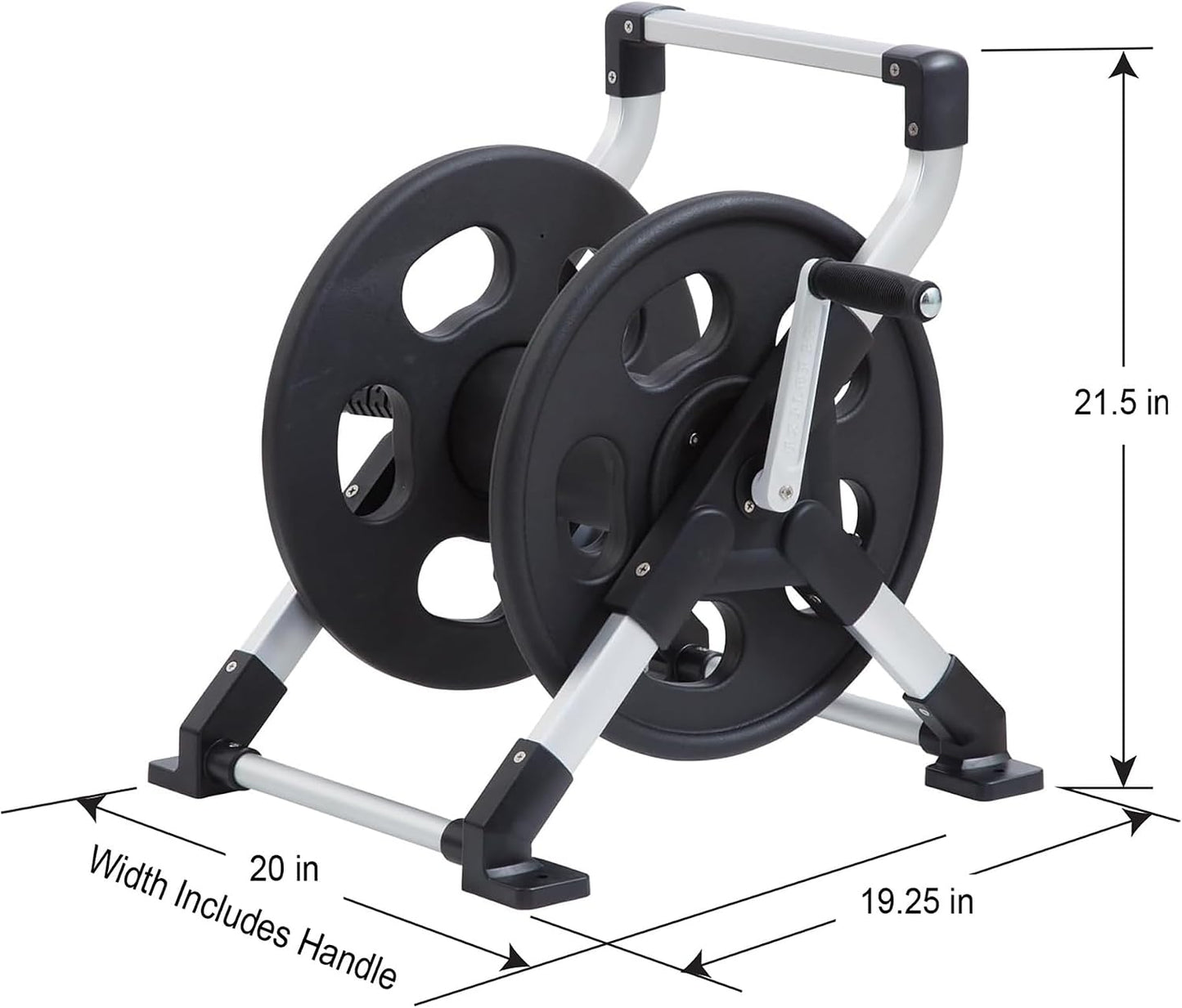 Liberty Garden 304 Explorer Two Wheel Hose Reel Cart, Aluminum, Holds 250-feet of 5/8" Hose, Silver/Black