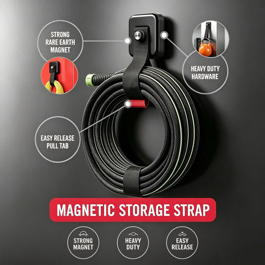 4 Pack Magnetic Hooks with Straps for Hanging Tools and Cords