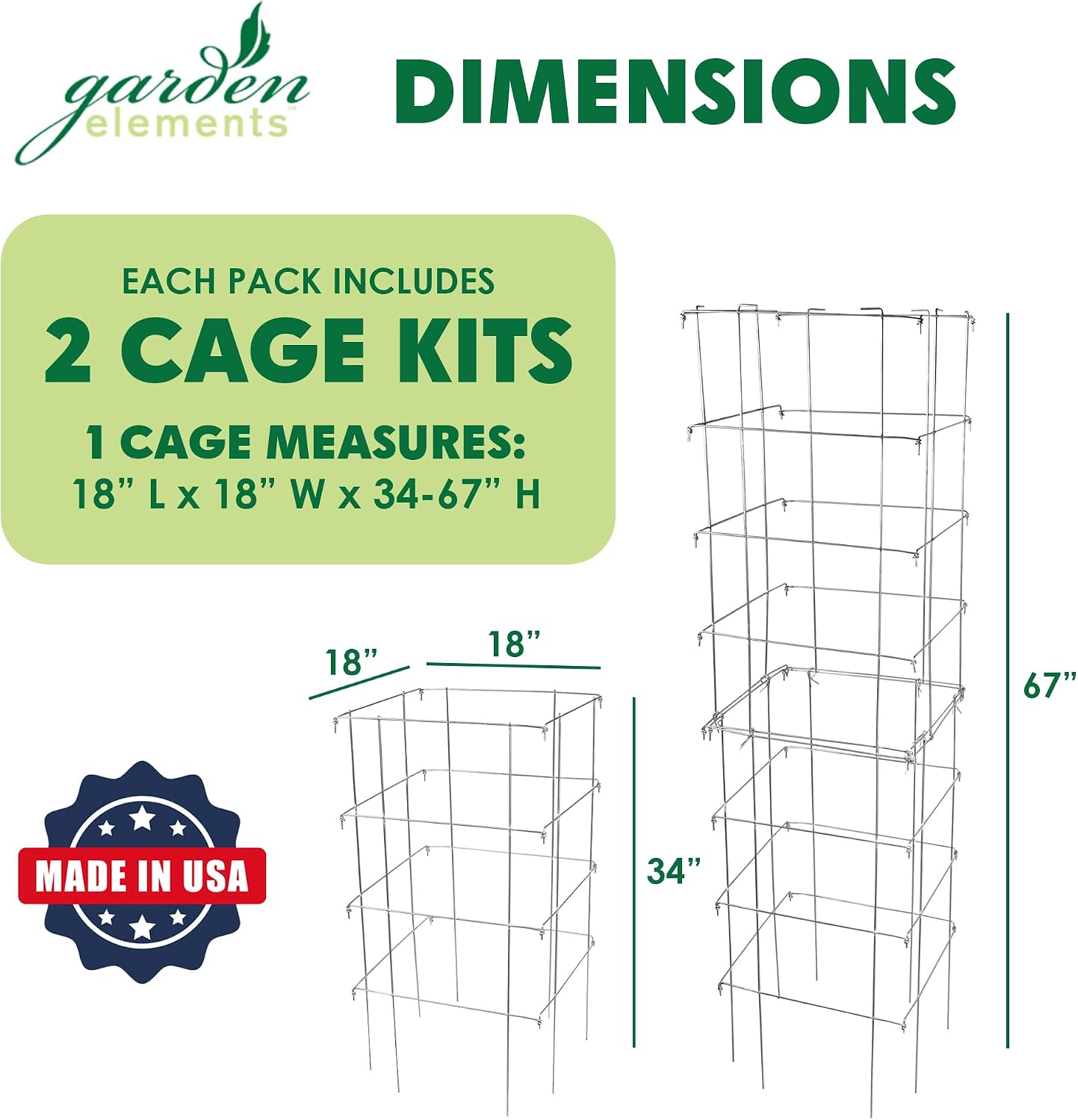Square Tomato Cage, 58 Inch (Pack of 3) – Heavy Duty Galvanized Steel Plant Support, Collapsible Garden Trellis with 8-Leg Stability for Climbing Vegetables & Vines