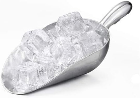 HORNO Pack of 2 Silver Cast Aluminum Shovel Scoops,Ideal for Ice Cube, Coffee Bean, Food, Candy, Flour, Dry Goods,Spice(12oz)