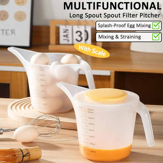 1500ML Measuring Funnel Pitcher, Plastic Measuring Cup with Long Spout