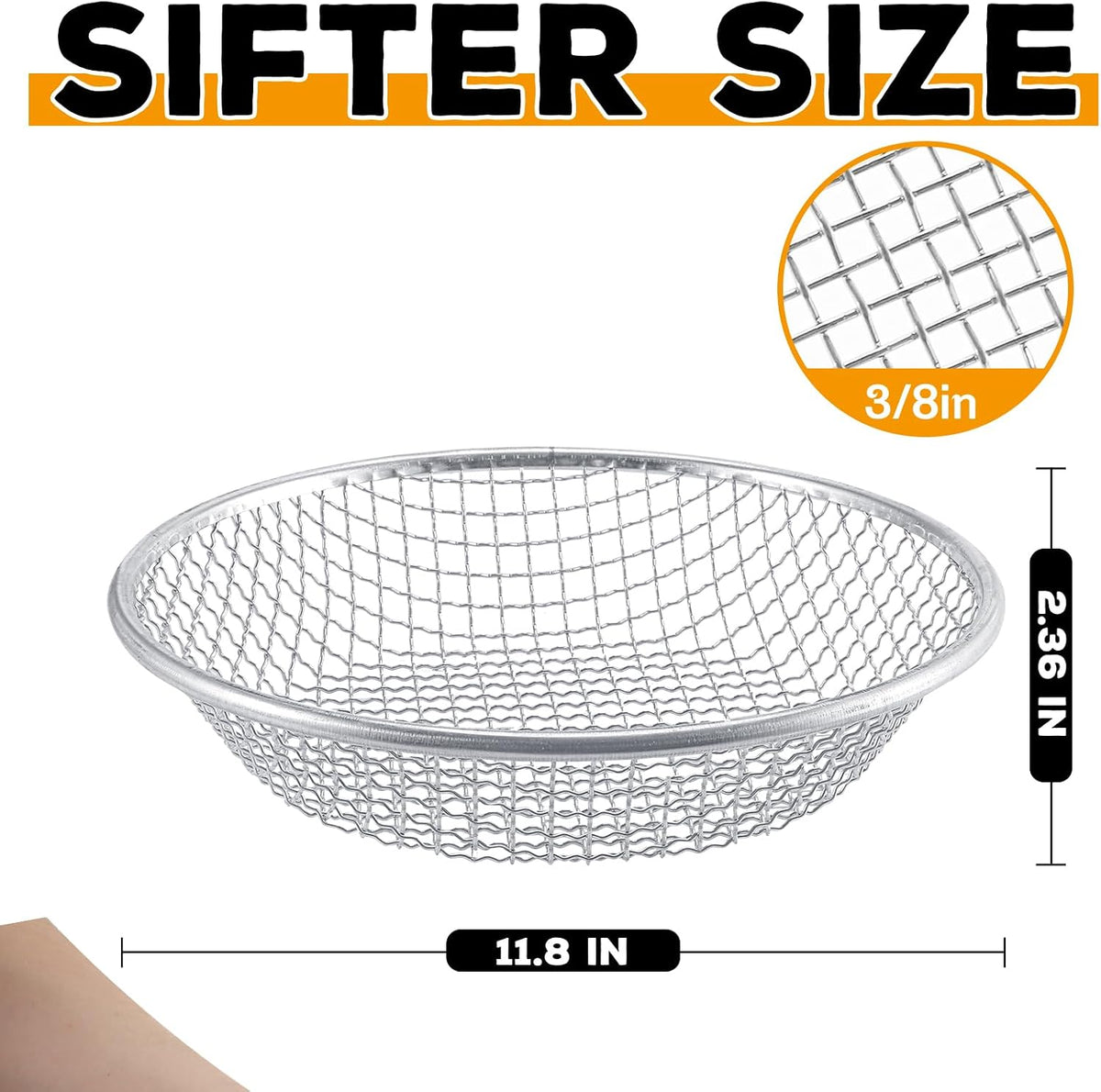 3Pcs 3 Apertures Sizes Soil Sifter Sieve - Heavy Duty Galvanized Screen for Compost, Dirt, Rocks, Gravel & Garden - Fits 5 Gallon Bucket, Rust-Resistant - Composting & Sifting Tool