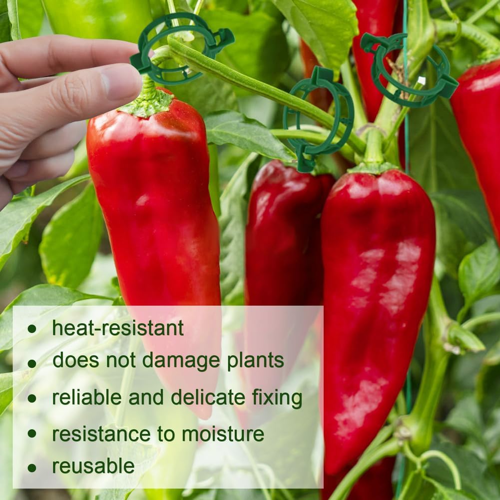 200 Pcs Plant Support Garden Clips, Tomato Clips, Crop Clips for Vine Vegetables, Fixing Tomato, Sweet Pepper, Eggplant, Makes Plants Grow Upright and Healthier
