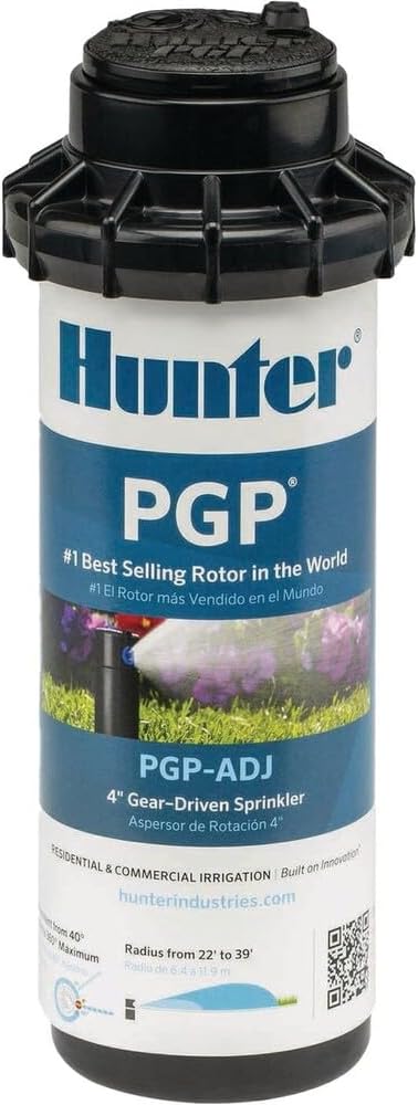 Hunter PGP-ADJ 3/4" Rotor Lawn Sprinkler Head, 22-52 ft, 4" Pop Up