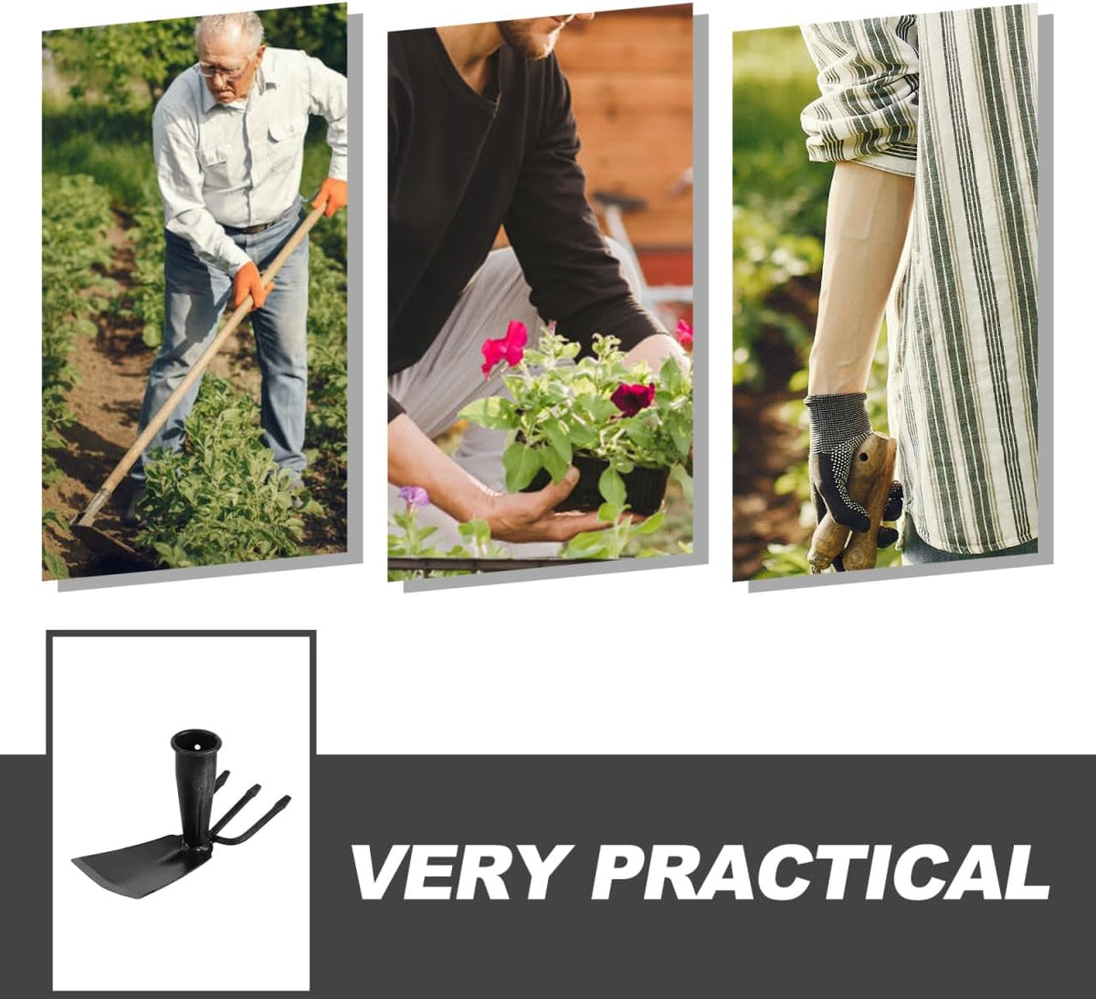 Gardening Hoe and Rake Replacement Dual Head Garden Tool for Weeding Digging Loosening Soil Planting Flowers and Vegetables 8.07 X 4.25 X 2.95 in 1 piece