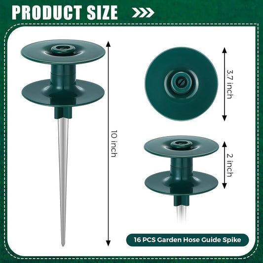 16 Pcs 10 Inch Garden Hose Guide Spike, Rustproof Zinc Sturdy Metal Stake, Heavy Duty Metal Hose Guide Stakes Keeps Garden Hose Out of Flower Beds for Plant Protection