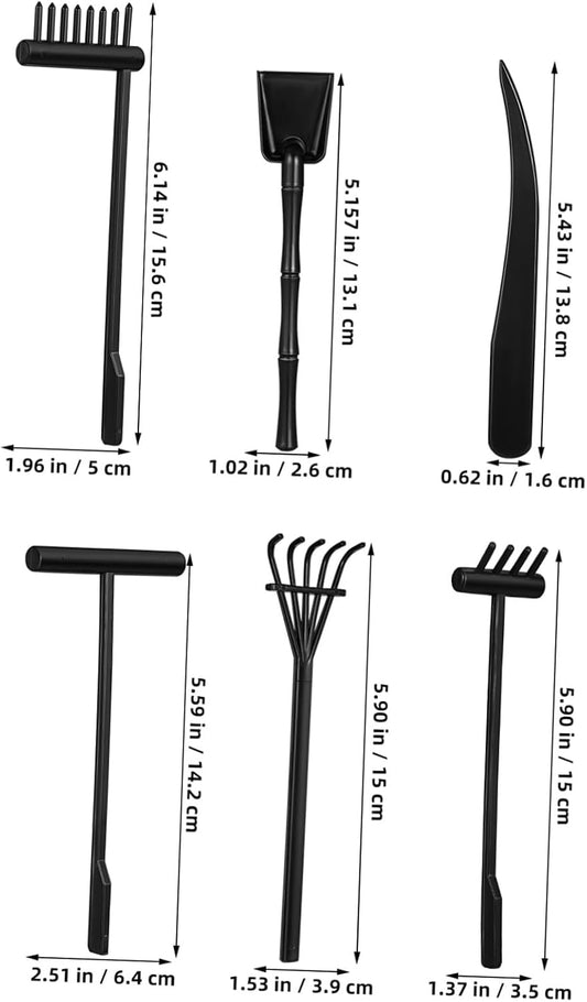 6pcs Mini Zen Garden Rake Set Sand Push Rake Tools for Meditation Table Desktop Decor Drawing Lines Waves Circles Mini Tools for Sand Tray