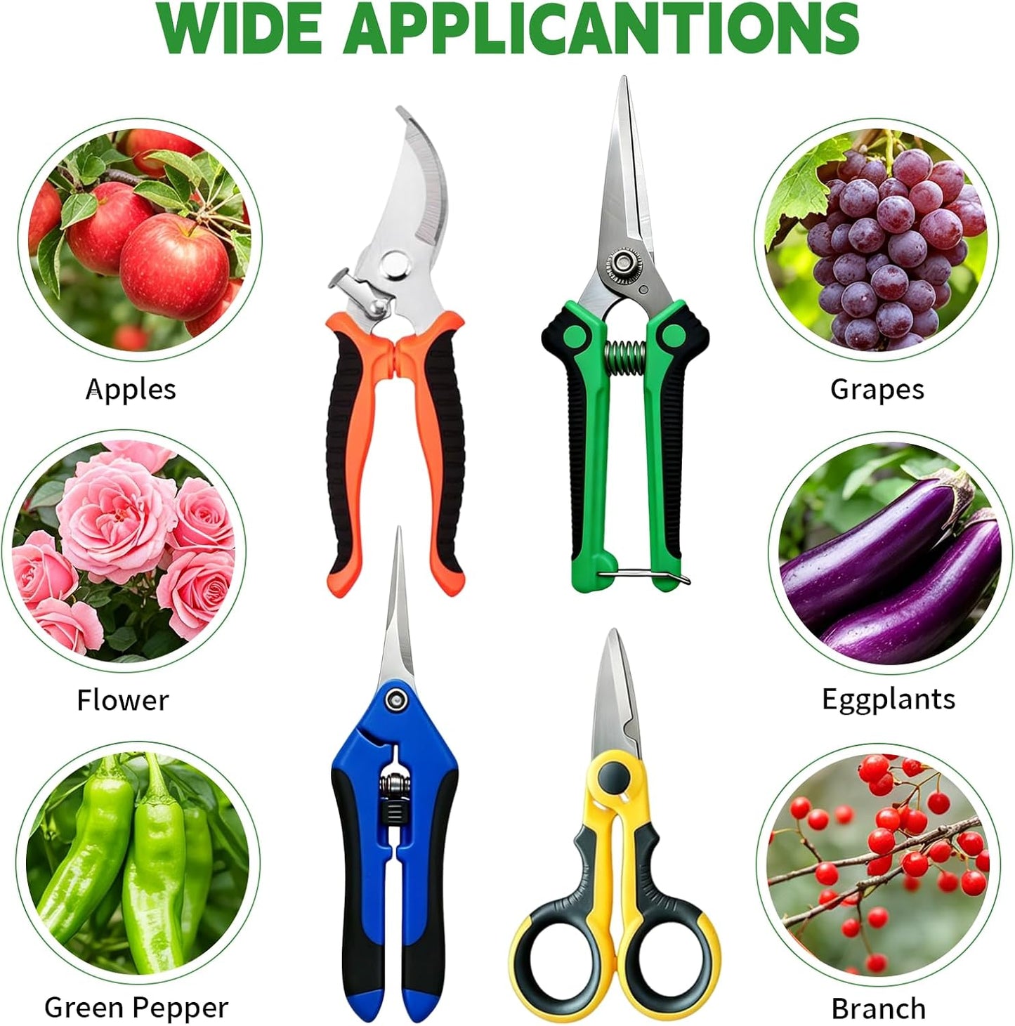 4 Pack Garden Shears Pruning Set, Stainless Steel Multi-Blade