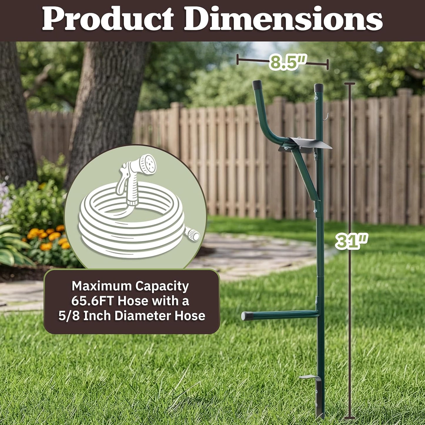 Freestanding Water Hose Stand Hanger for 65.6ft of Hosing