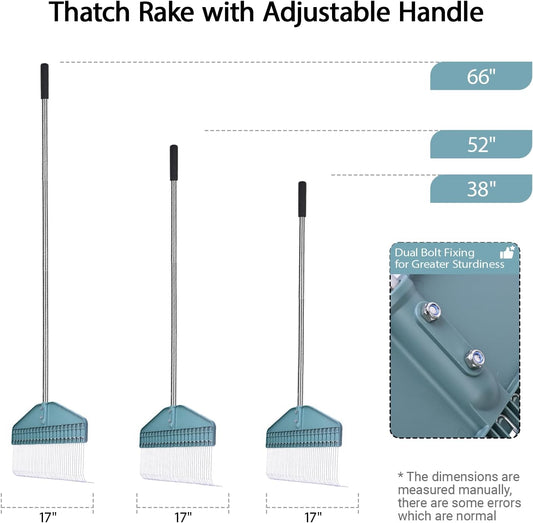 Thatch Rake with 66 Inch Adjustable Handle