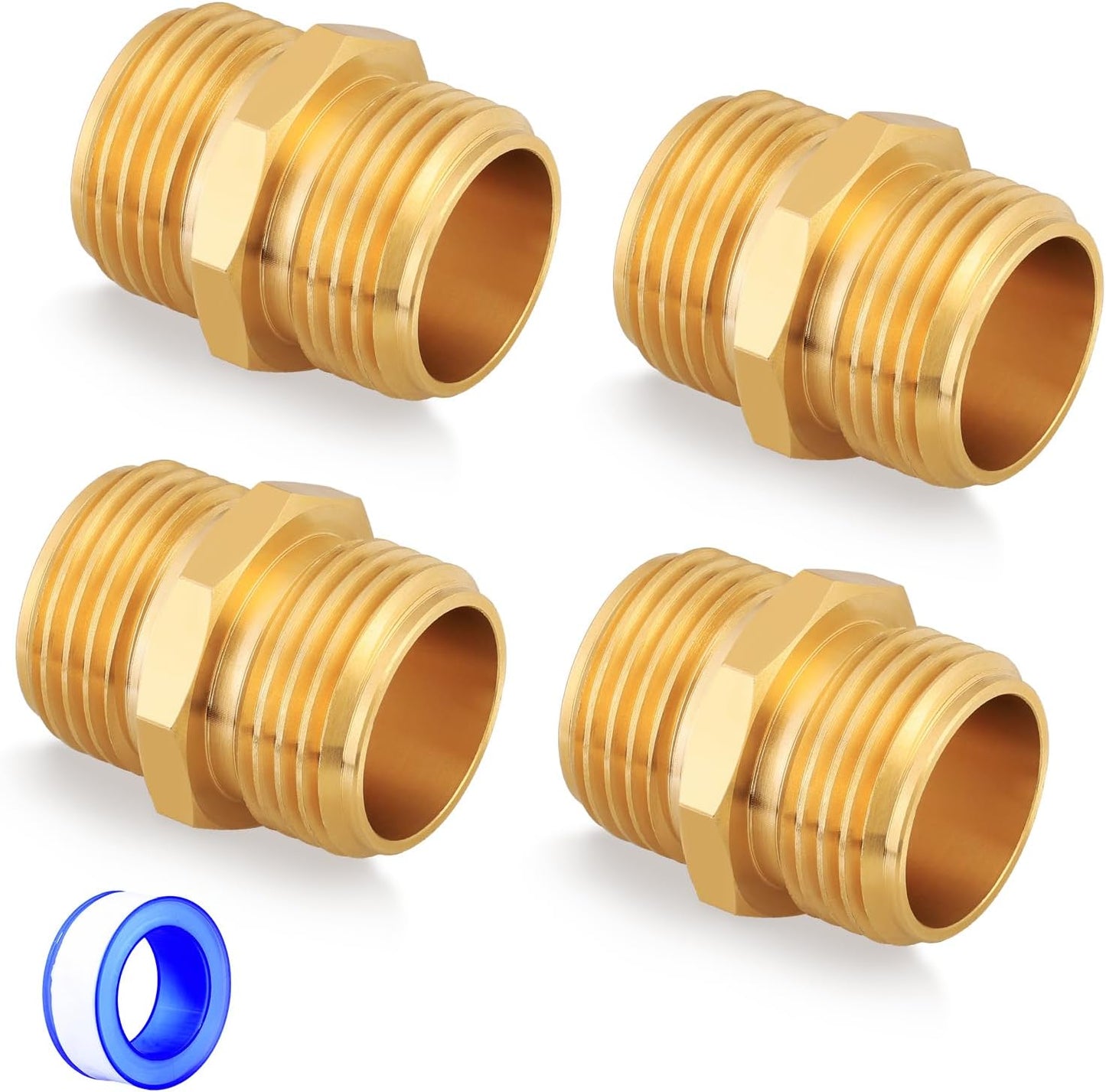 Garden Female to Female Hose Adapter,3/4" GHT Brass Hose Connector