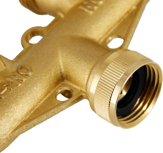 Triumpeek 4 Way Brass Hose Splitter, 3/4 Inch