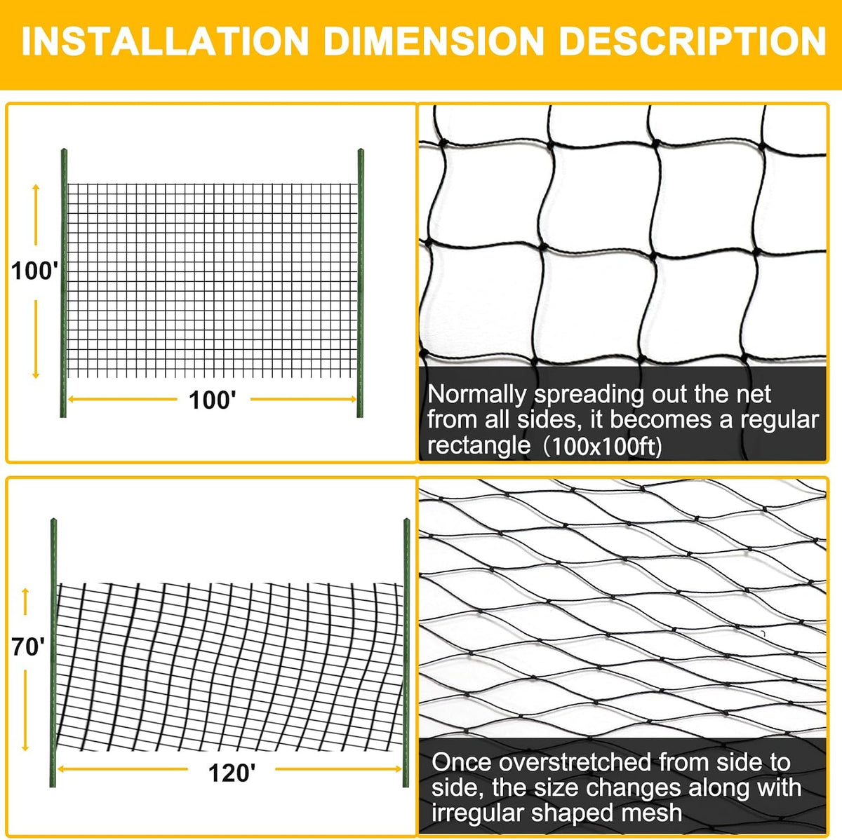 Bird Netting for Chicken Coop, 25'x50' with 2.4" Square Mesh