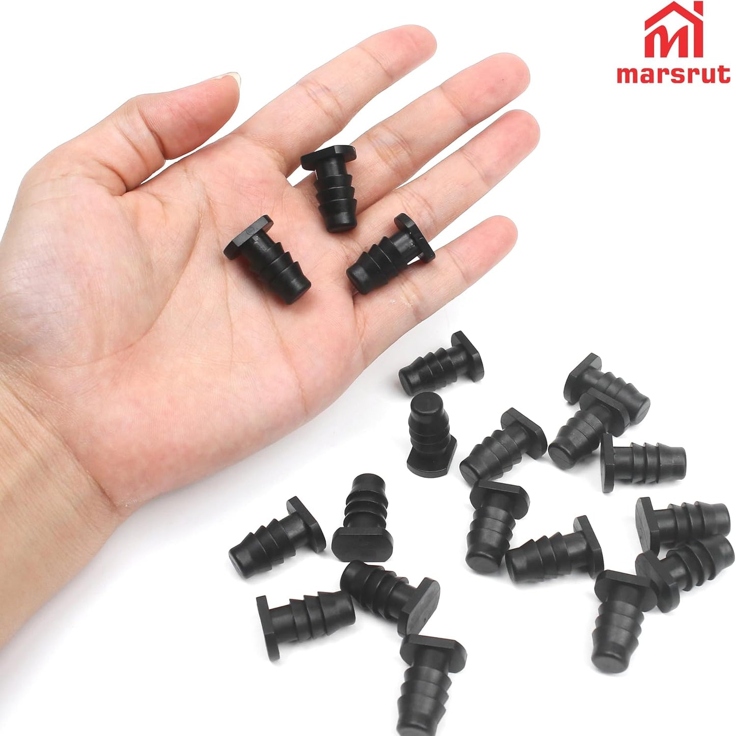 20pcs Soaker Hose End Cap, 3/8 Inch (9.525mm) Plug Fittings for Drip Irrigation Agricultural Water Sealing Garden System Bore Capillary Line Goof, Tubing Connector Closure Fits 8.5-10mm Inner Pipe
