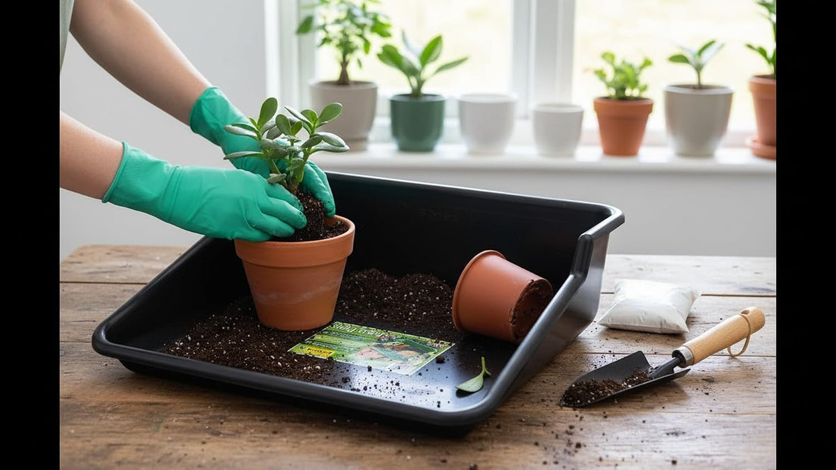 Garden Tidy Tray – Green, 24.5" L x 22" W x 8" H – Sturdy One-Piece Potting Tray, Indoor/Outdoor Gardening, Recycled Plastic, Lightweight, Versatile Use