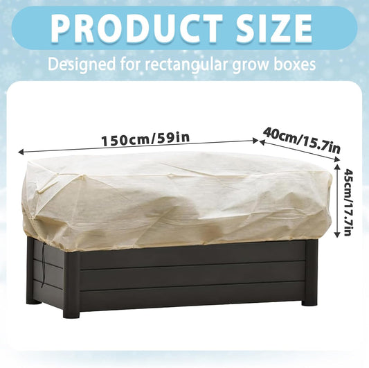 2-Pack Winter Plant Covers Freeze Protection, 59"x17.7"x15.7"Rectangular Garden Covers for Raised Beds & Outdoor Plants, Reusable Frost Cloths for Tree,Shrubs Cold Weather Protection