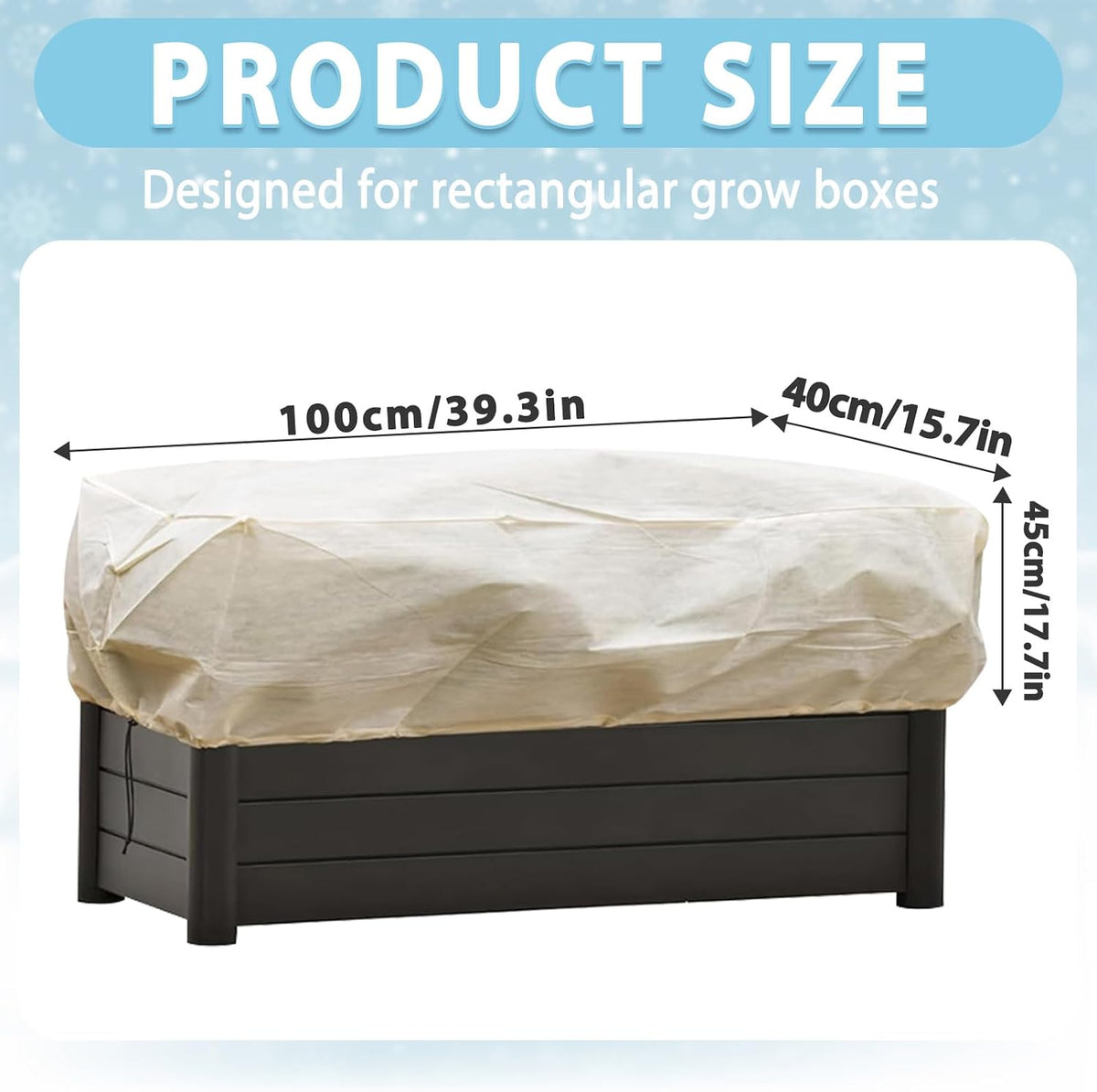 2-Pack Winter Plant Covers Freeze Protection, 59"x17.7"x15.7"Rectangular Garden Covers for Raised Beds & Outdoor Plants, Reusable Frost Cloths for Tree,Shrubs Cold Weather Protection