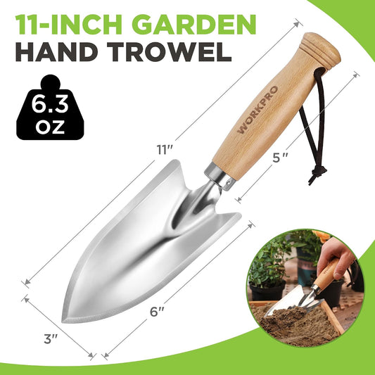 11" Garden Hand Trowel, Heavy Duty Polished Stainless Steel