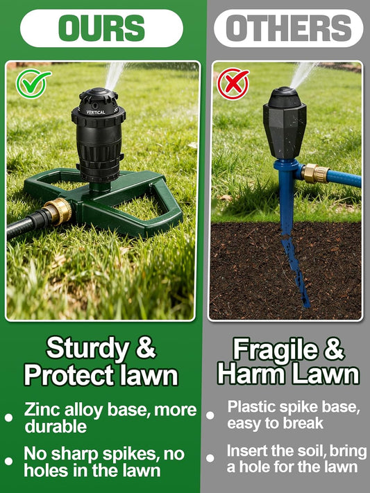 Sprinklers for Yard with Sturdy Zinc Alloy Base