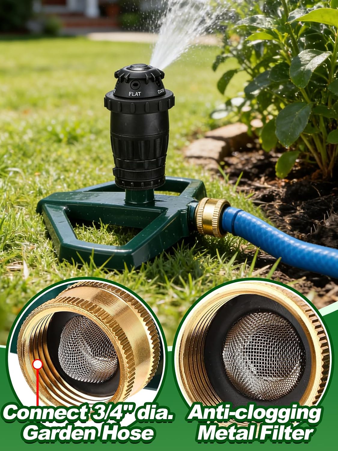Sprinklers for Yard with Sturdy Zinc Alloy Base