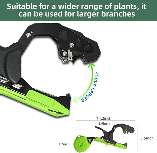 Plant Tying Machine, Lightweight Plant Tying Tape Tool to Tie Up Vine Quickly, Tie Tapener Gun with Tapes and Staples Green