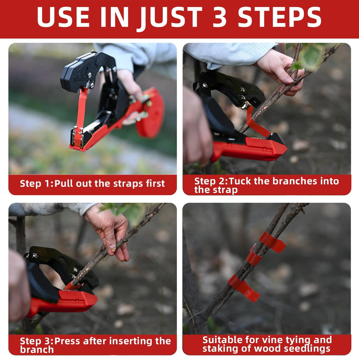 Plant Tying Machine, Lightweight Plant Tying Tape Tool to Tie Up Vine Quickly, Tie Tapener Gun with Tapes and Staples Green