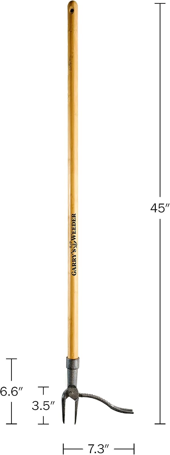 Stand Up Weed Puller Tool with Long Handle - 45.6” Ergonomic Weeder Puller - Cast Steel and Bamboo Weed Remover for Weeding Without Bending or Kneeling - Garden Tools for Gardening by Garret Wade