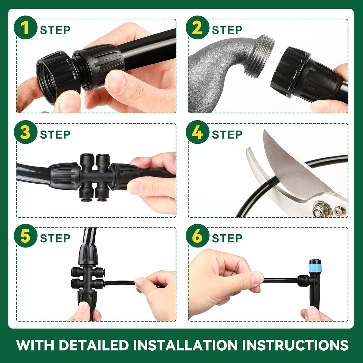 Drip Irrigation System for Garden, 2026-Upgraded Quick Connect Garden Watering Kit All-in-One with 1/2 inch 1/4 inch Irrigation Tubing for Garden, Lawn, Greenhouse, Raised Beds (233FT)