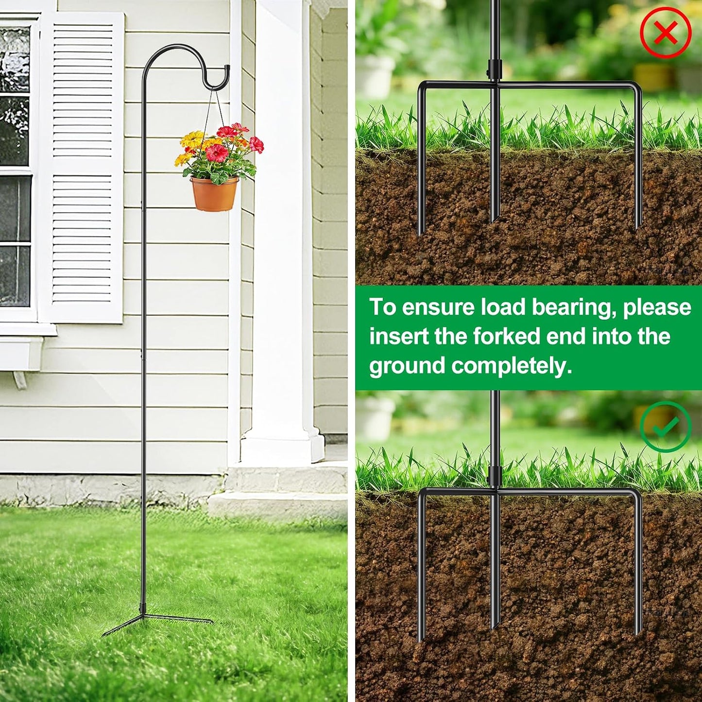 4 Pack 65 Inch Adjustable Shepherd Hook for Garden Decor