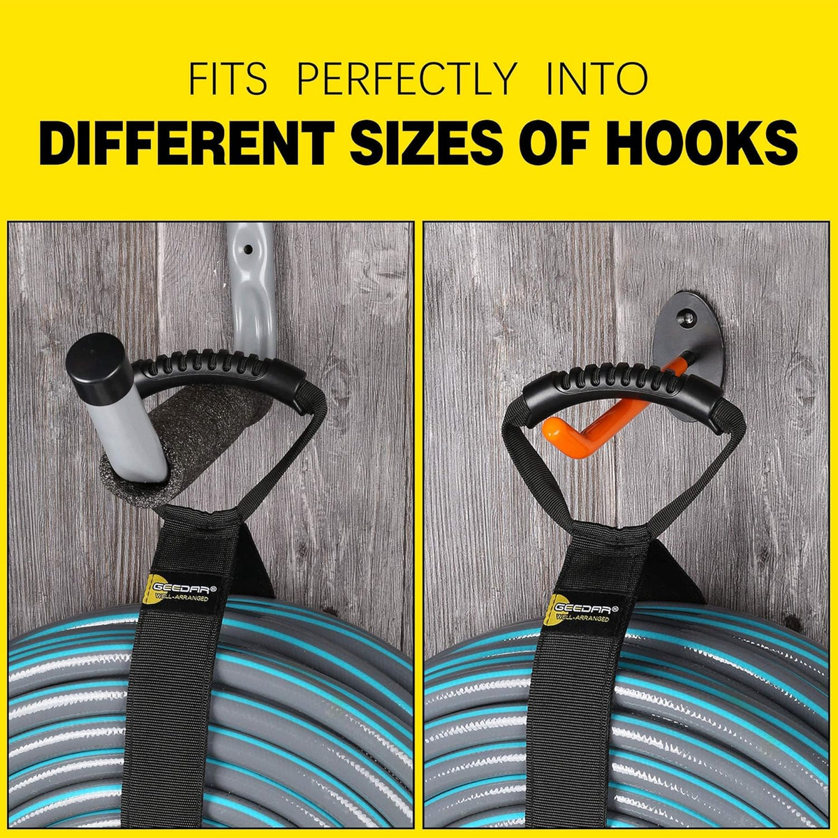 Water Hose Storage Straps (2 Pack) for 50-150 ft Garden & Pool Hose Storage